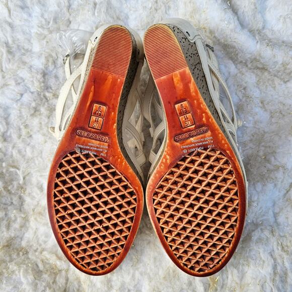 Off White Cage Platform Cork Wedge Heeled Sandals Aerosoles Popularity Size 11 - Picture 10 of 13